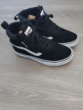 Vans Black and White Sk8-Hi MTE Suede High Top Sneakers